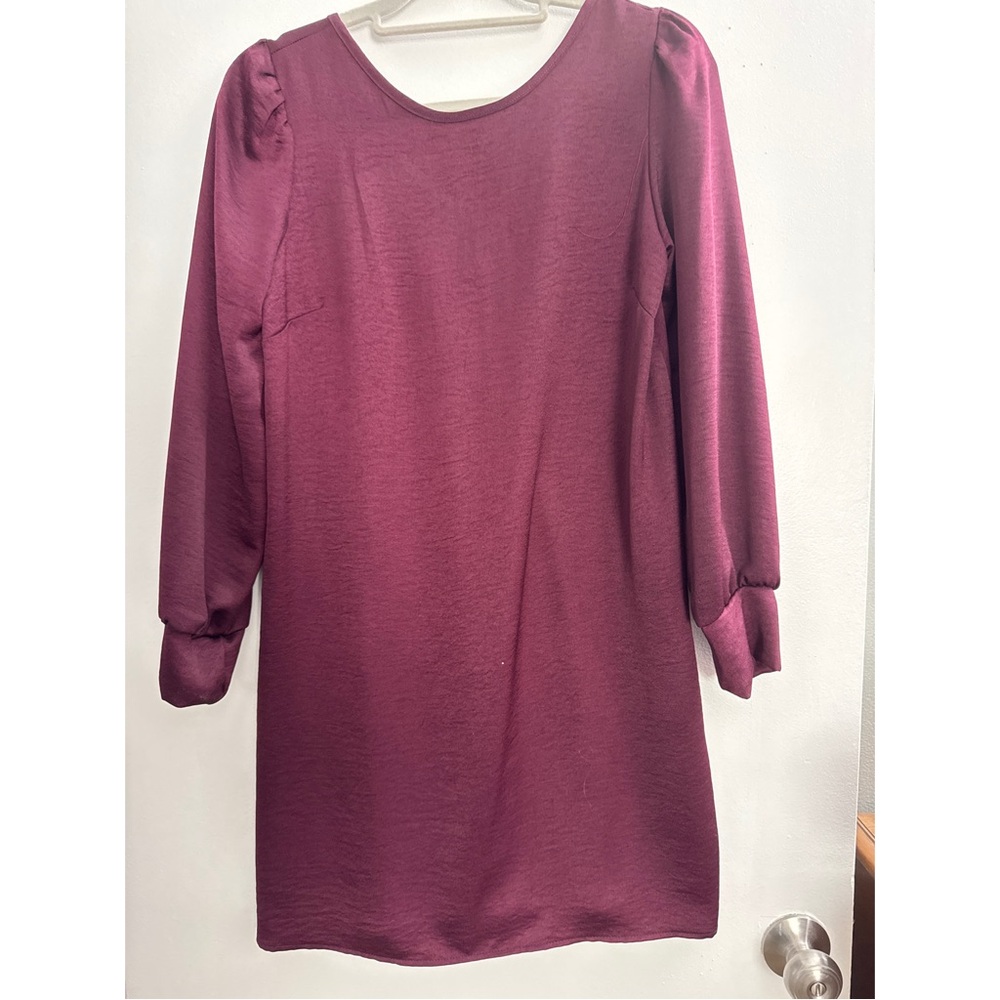 Women's Long Sleeve Shift Dress in Plum